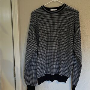 Classic Black and blue Checkered Long Sleeve golf Sweater, made in Italy size XL